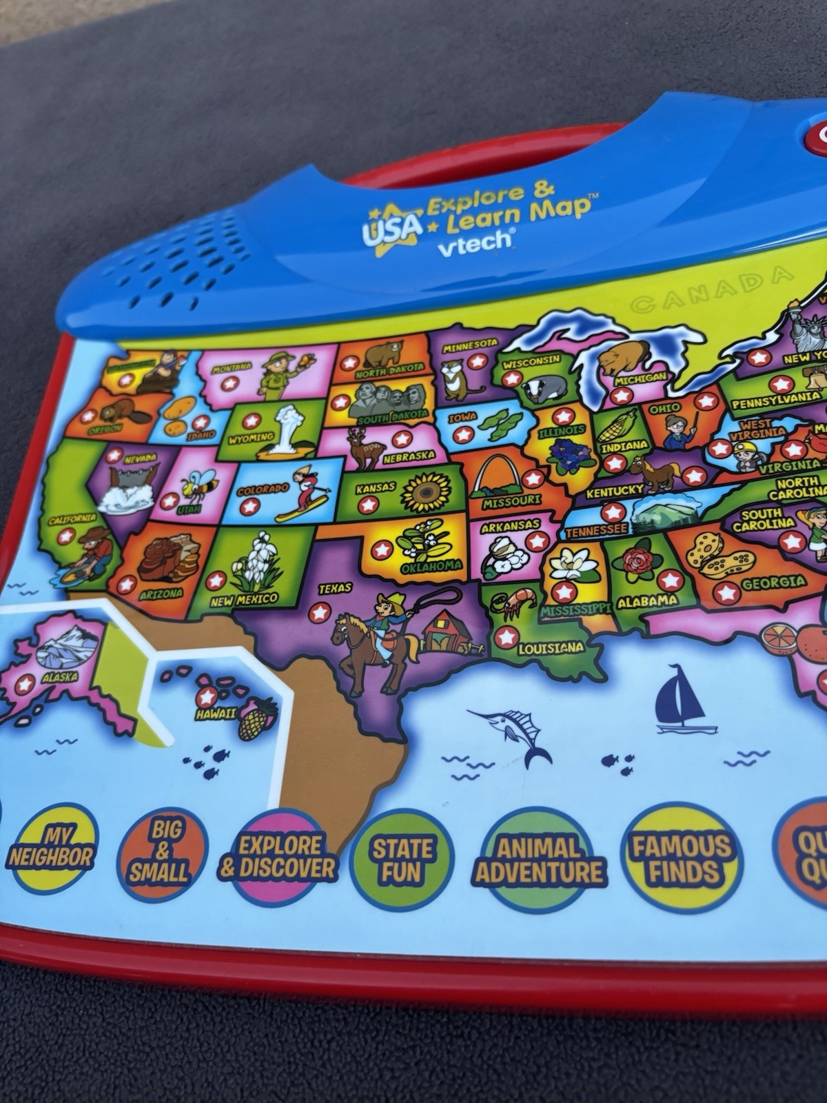 VTech USA Explore & Learn Map TESTED & WORKING! Interactive Touch Talking Toy