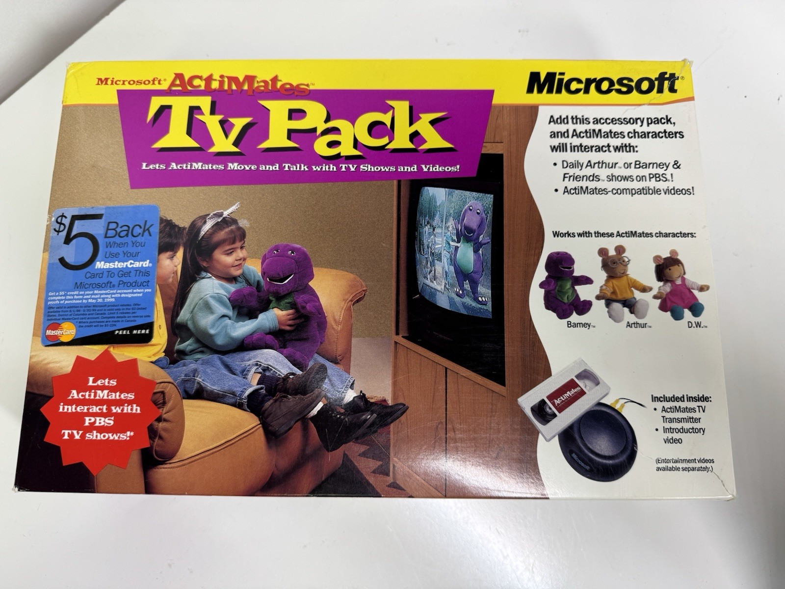 Microsoft ActiMates TV Pack 1998 Barney Arthur PBS Compatible NEW Sealed Rare