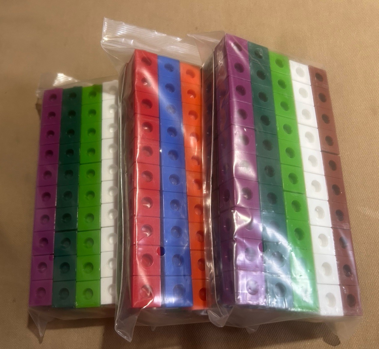ETA Cuisenaire Snap Cubes Set of 100 —3 SETS —300 SNAP CUBES
