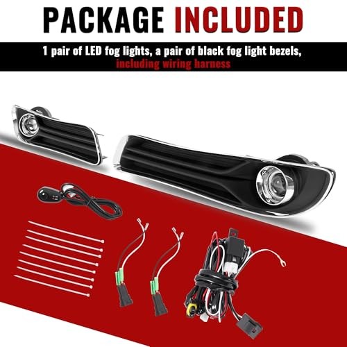 2011‑2014 Chrysler 300 LED Fog Lights w/ Bezels Clear Lens Repl 68127946AB