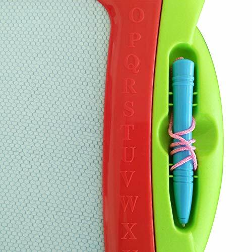Green Magnetic Drawing Doodle Board, Tethered Pen Writes in Color, Quick Erase