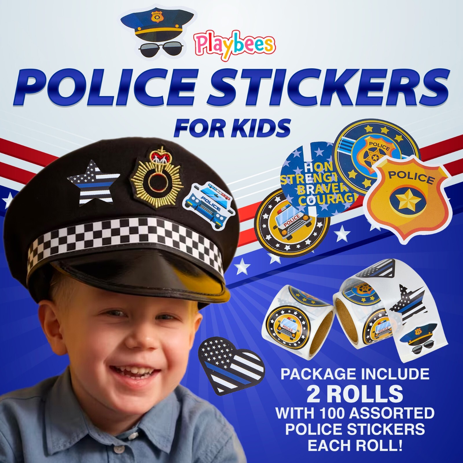 Police Stickers for Kids – 200 Pack of Law Enforcement Themed Designs