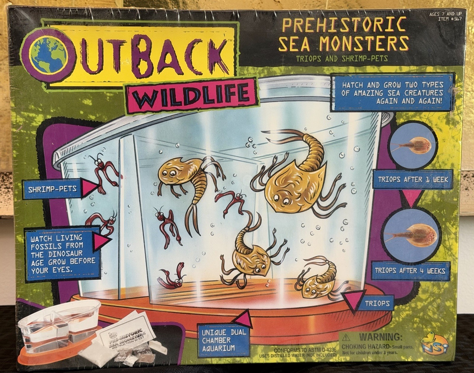 NEW NOS Outback Wildlife Prehistoric Sea Monsters Kit Triops & Shrimp Pets 1998