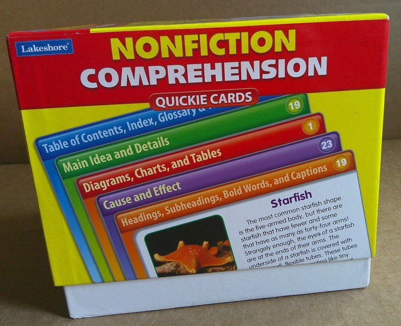LAKESHORE Nonfiction Comprehension Quickie Cards with Box (100% complete)