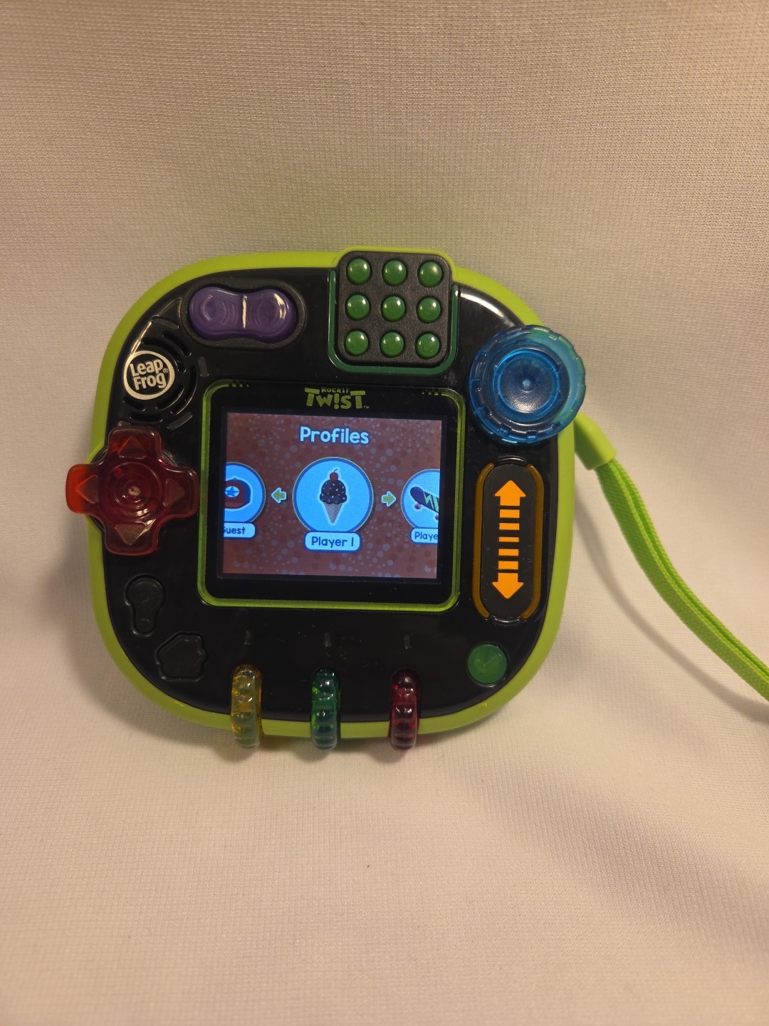 LeapFrog Rockit Twist Green Button Control Handheld Learning Game System WORKS