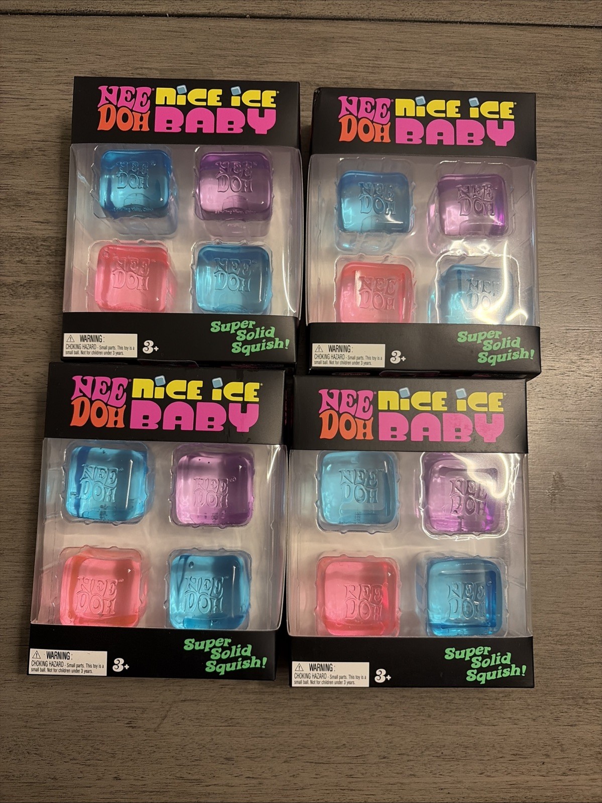 NeeDoh Nice Ice Baby 4 pack, Set of Four Nee Doh Mini Nice Cube Lot Of 4
