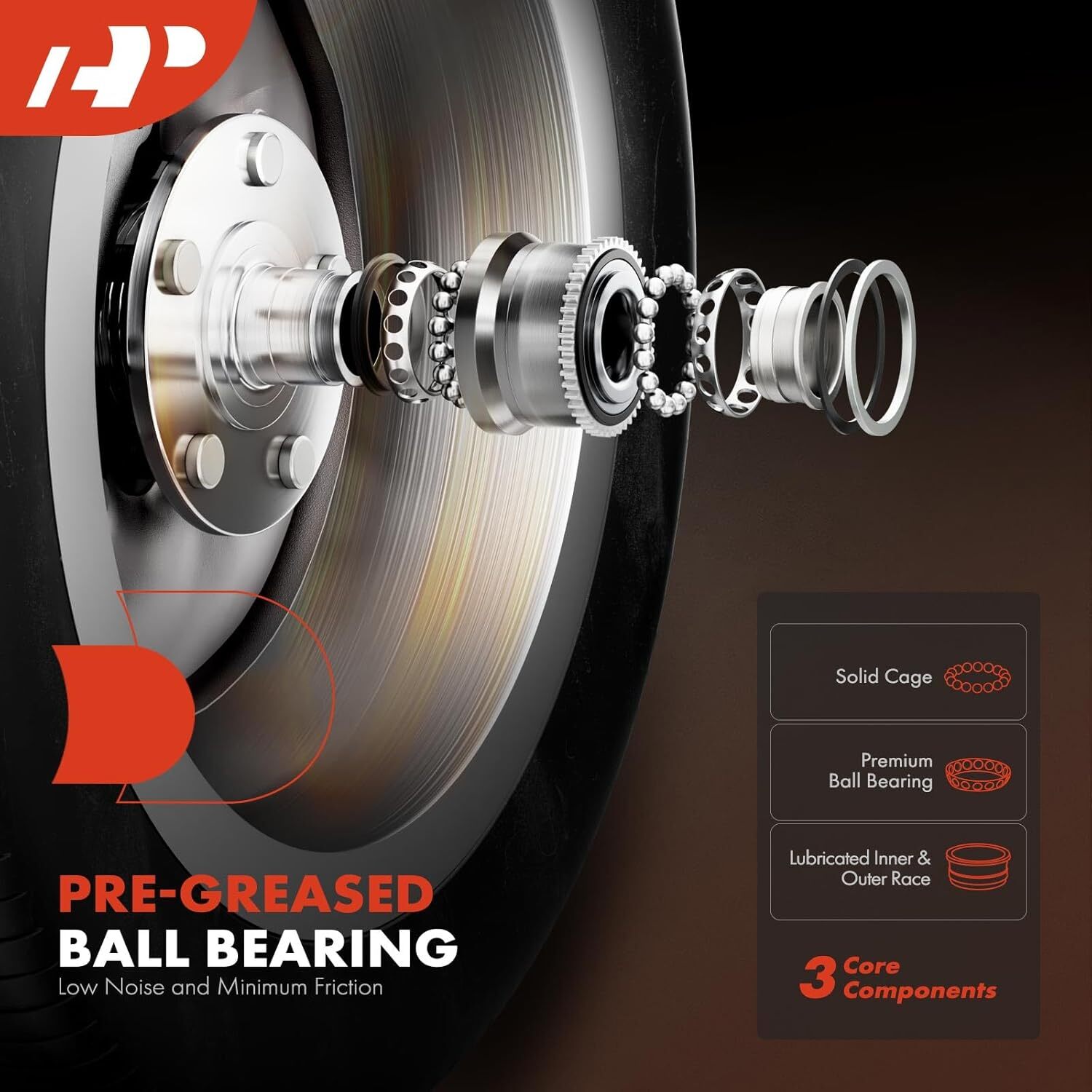 APM 2 x Rear Wheel Bearing and Hub Assembly with 4-Lug Compatible with