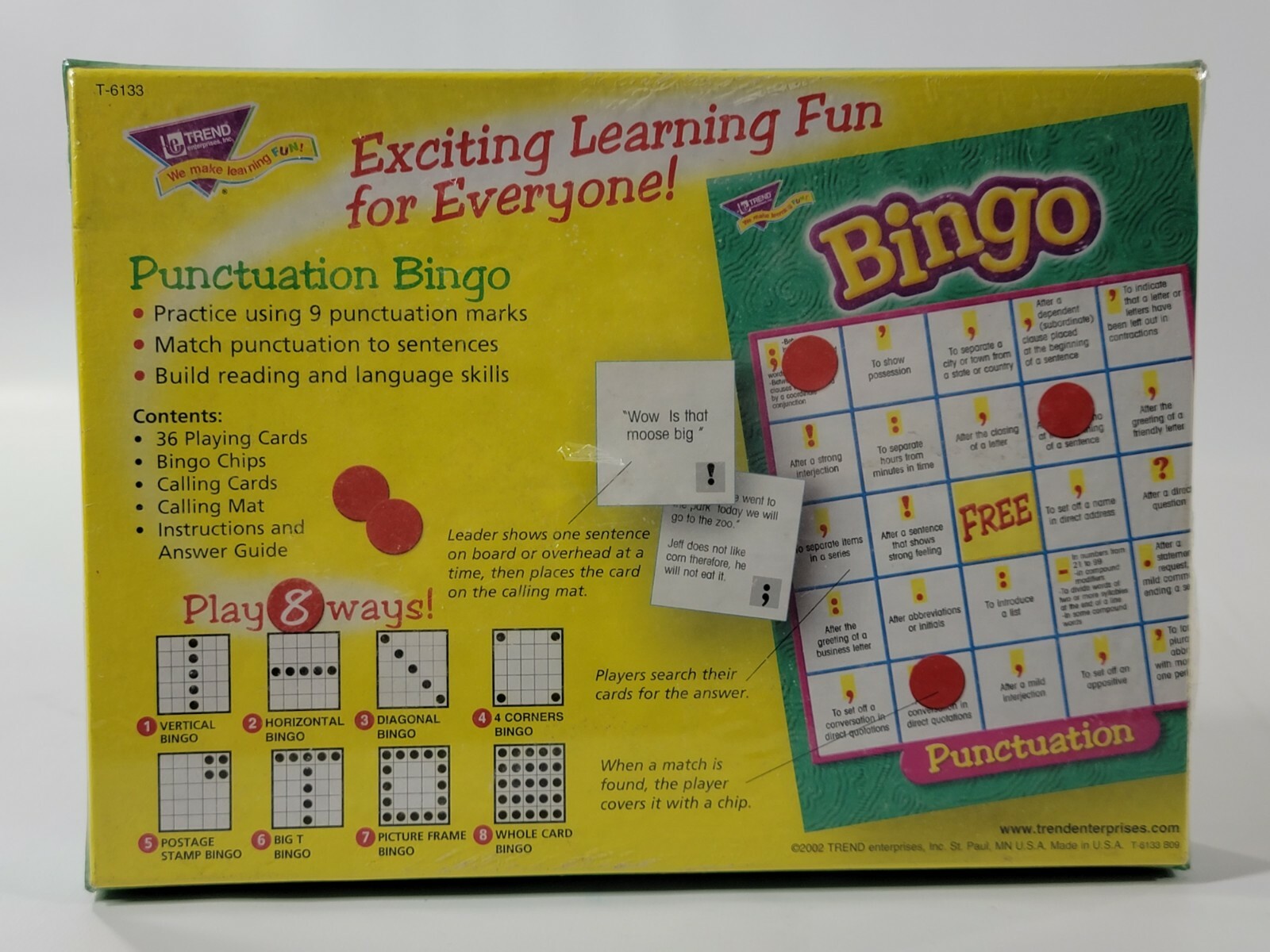 Punctuation Bingo Board Game Learning Reading Language Skills Fun Kids Gift NEW