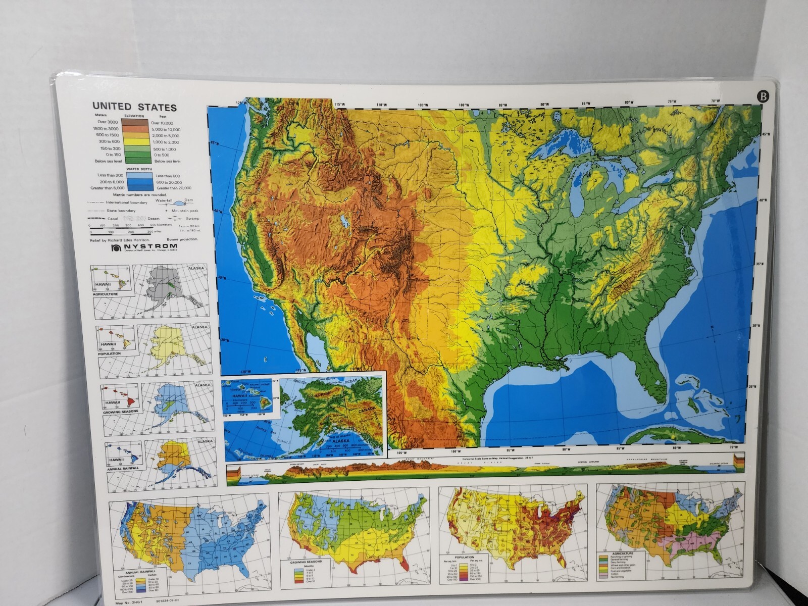 Nystrom Laminated 2 Sided United States Geography Map 22″ X 17″ Homeschool New