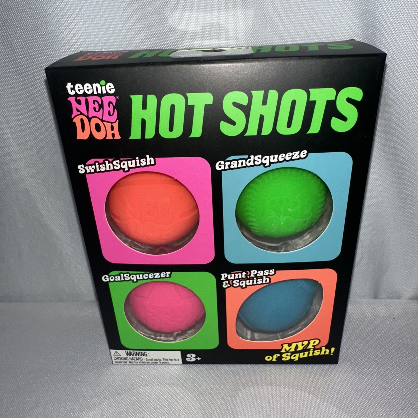 Teenie NeeDoh 4 Packs Nee Doh Swirl -Fuzz Balls & Hot Shots All Three Sets!