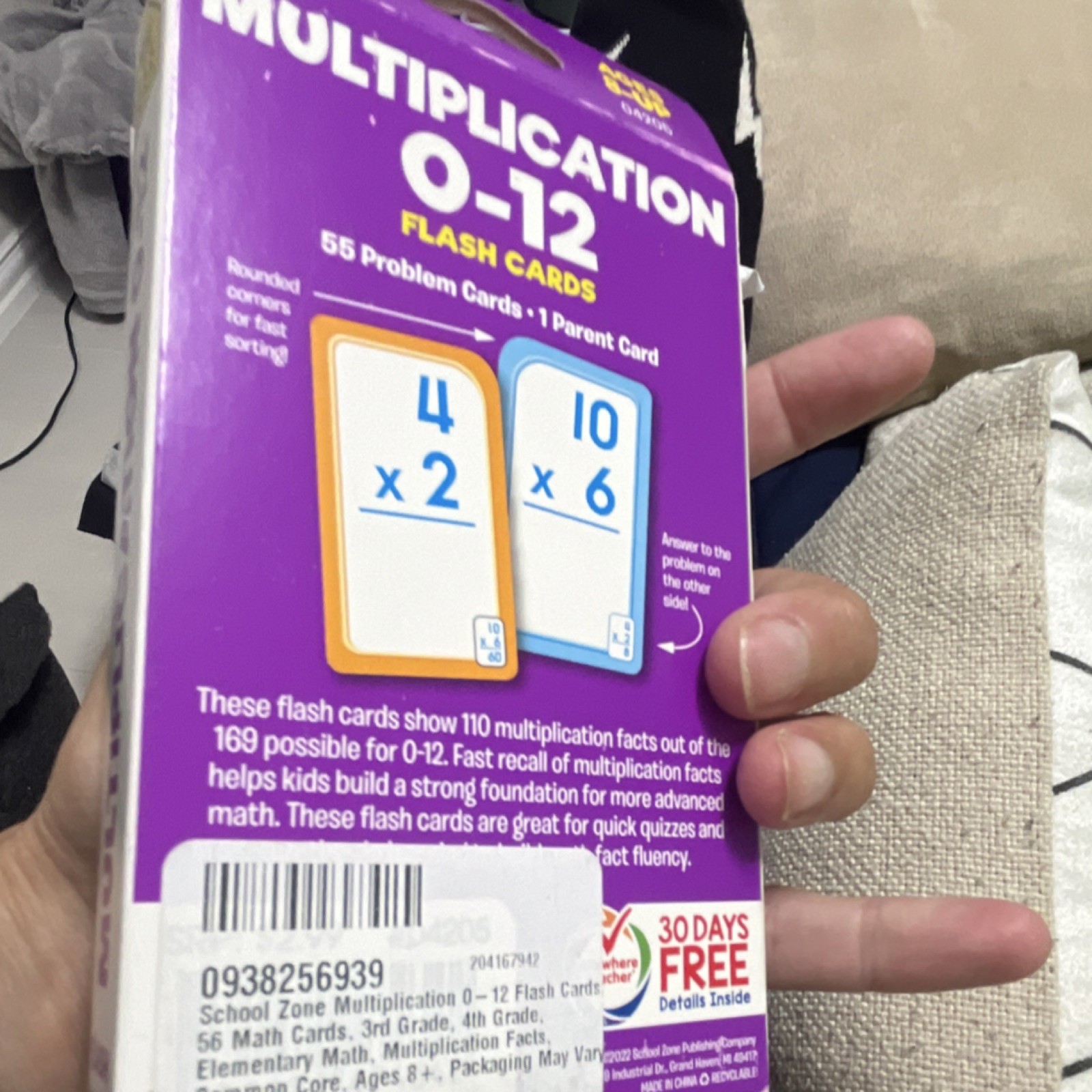 School Zone Multiplication 0-12 Flash Cards Ages 8-11 Years, Recommended Age 8+