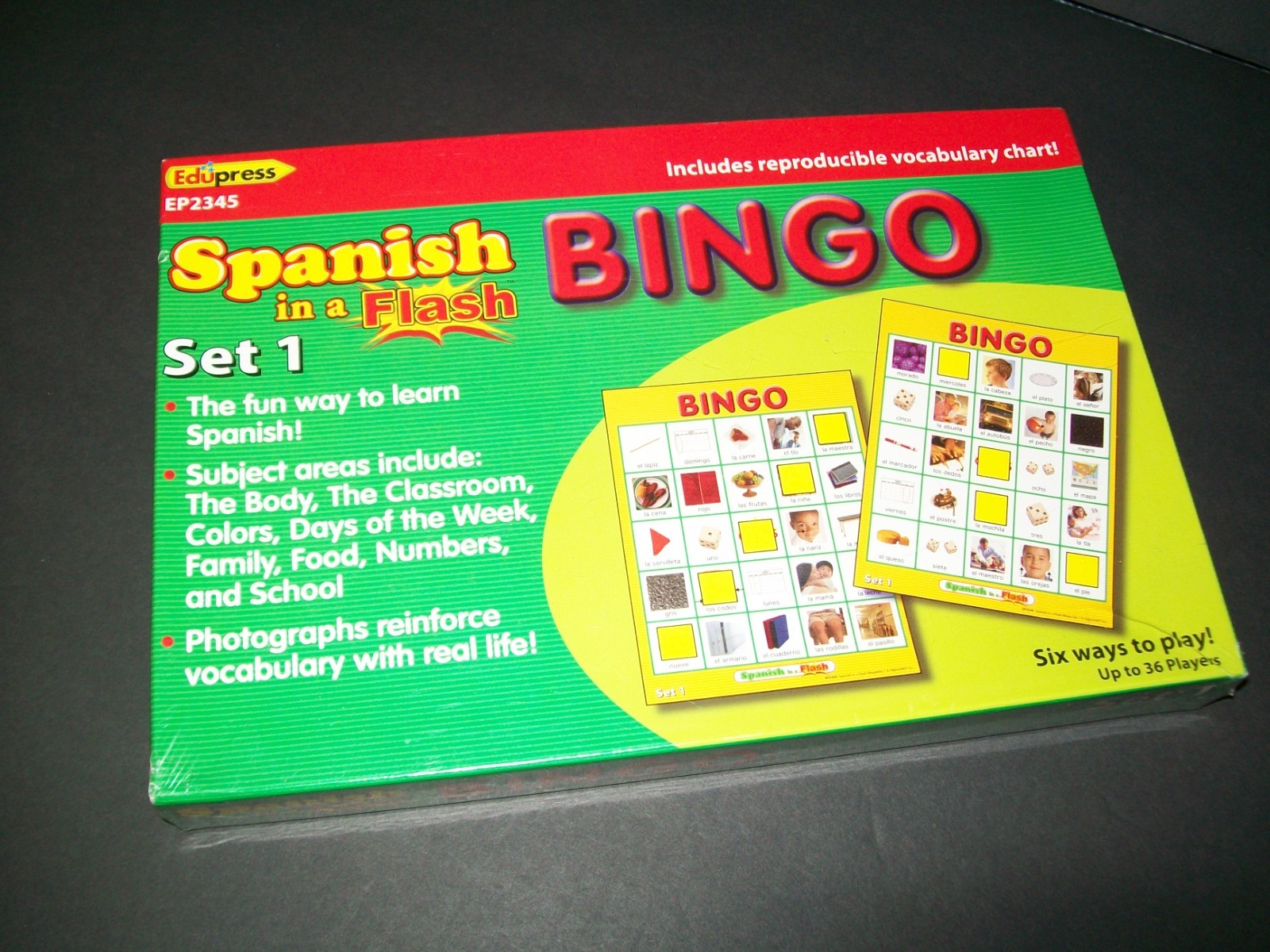 Bingo Spanish in a Flash by Edupress Reproducible Vocab Chart New Factory Sealed