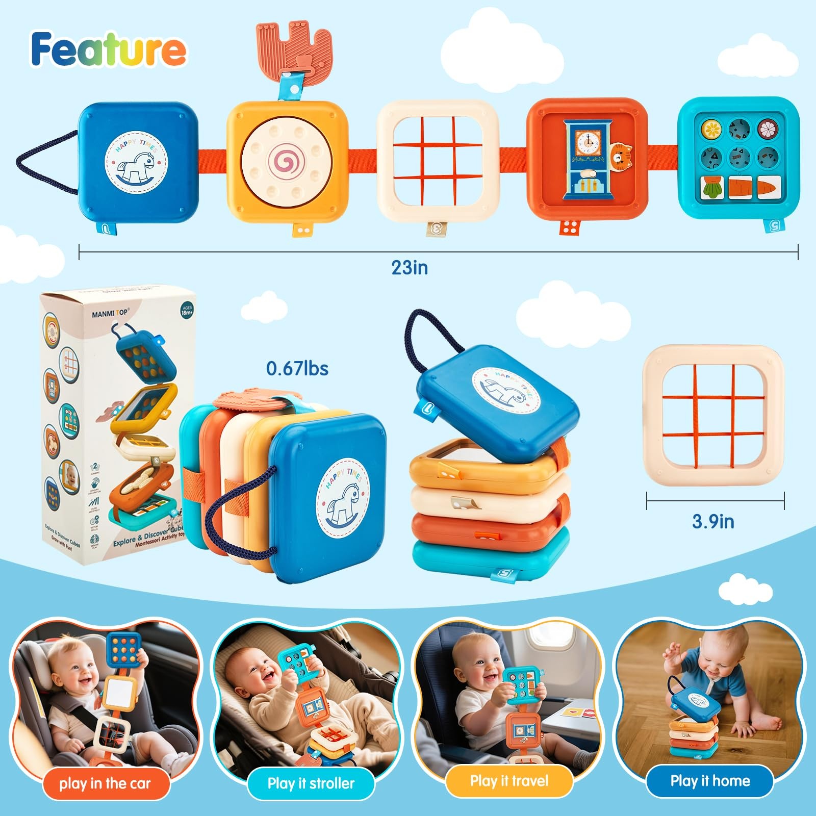 LMBMYYS Busy Board for 1 Year Old,Travel Toys Compact, Multicolored