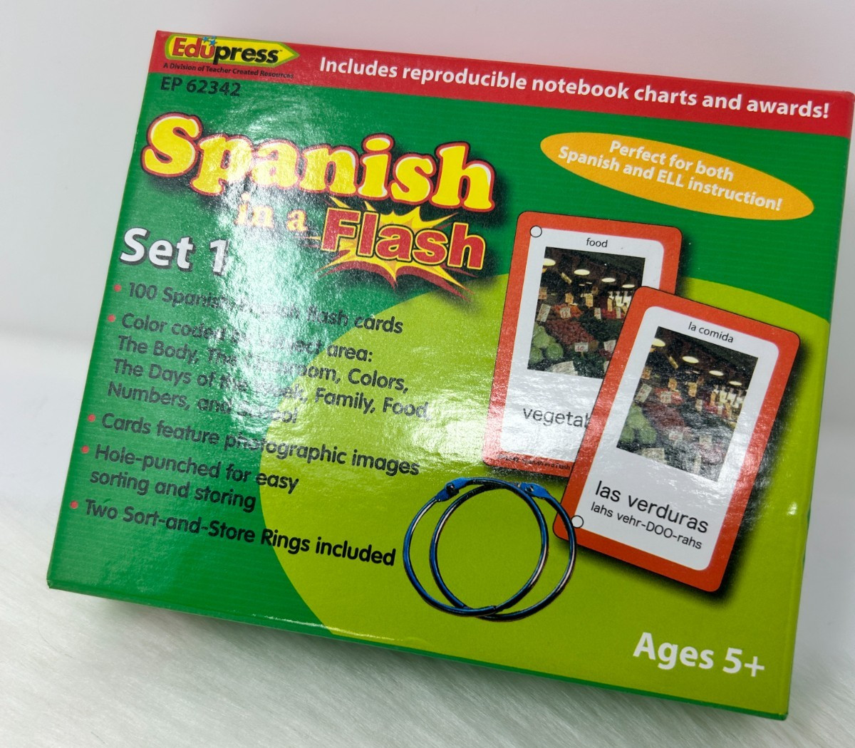 Spanish in a Flash Set 1 Edupress EP 62342 MISSING 2 CARDS
