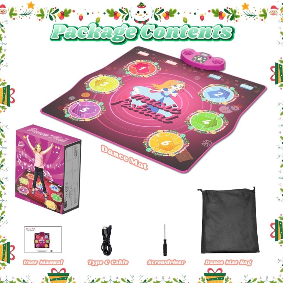 Dance Mat for Kids Ages 4-8, LED Light-Up Electronic Dance Pad Toys with…