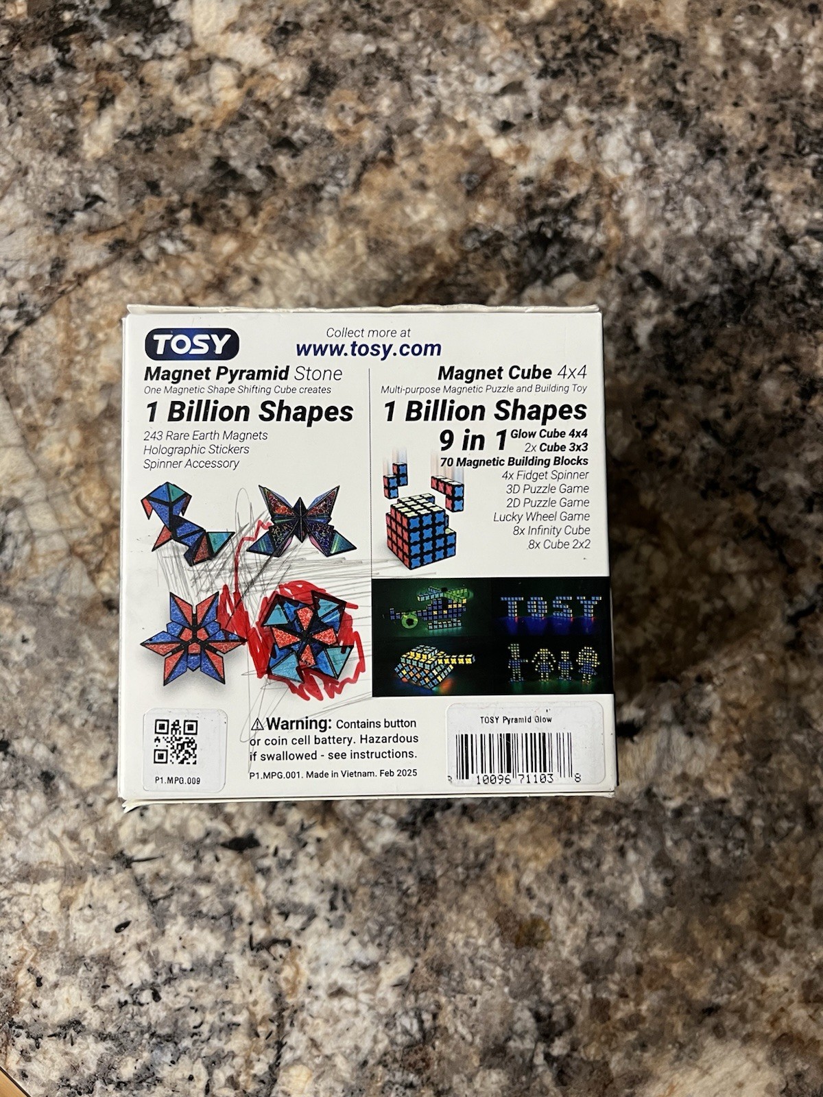 TOSY Magnet Pyramid Glow 1 Cube Transforms 1 Billion Shapes UV Butterfly Puzzle!