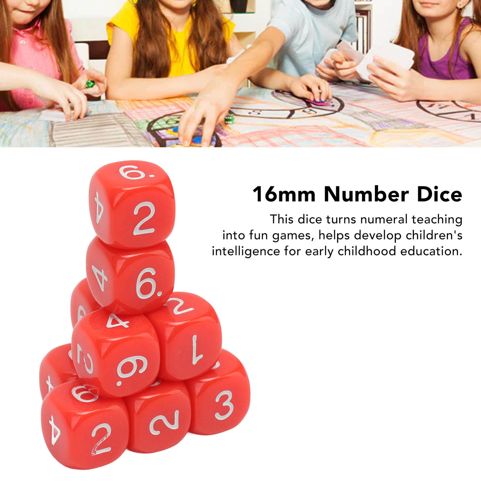 20PCS 6 Sided Board Game Dice Durable Learning Aid For Teaching