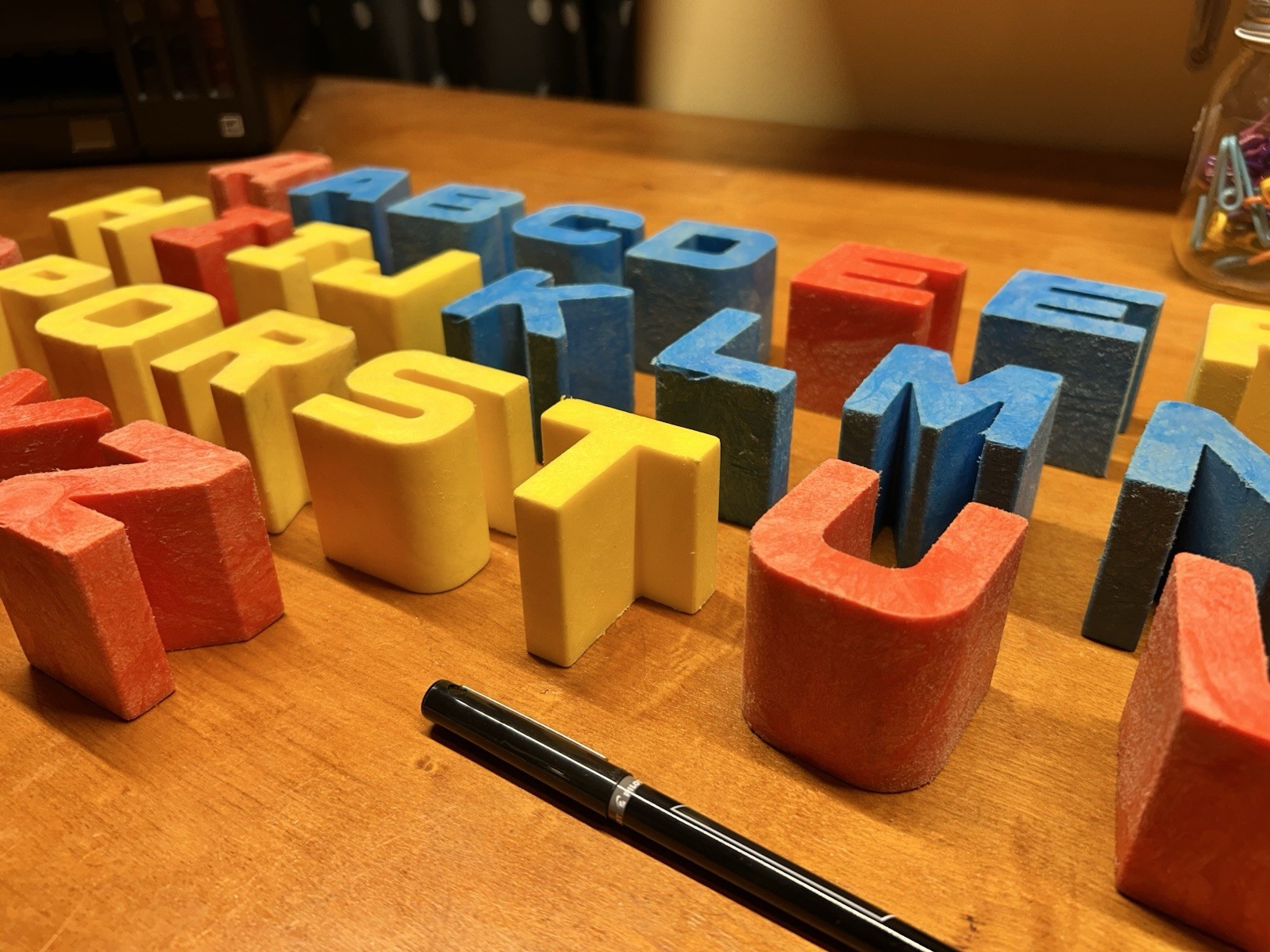 VTG 1971 Mattel Tuff Stuff ABC Blocks Complete Alphabet Bucket 30 2″ Letters