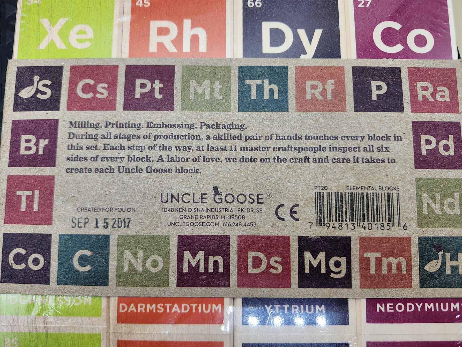 UNCLE GOOSE ELEMENTAL BLOCKS PERIODIC TABLE BLOCKS MADE IN THE USA NEW!