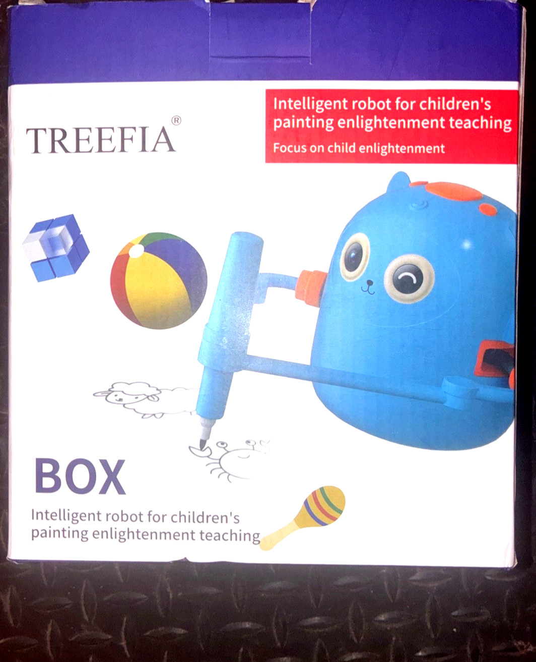 Kids Drawing Robot toy Blue interactive art machine with cards & pens 5+ years