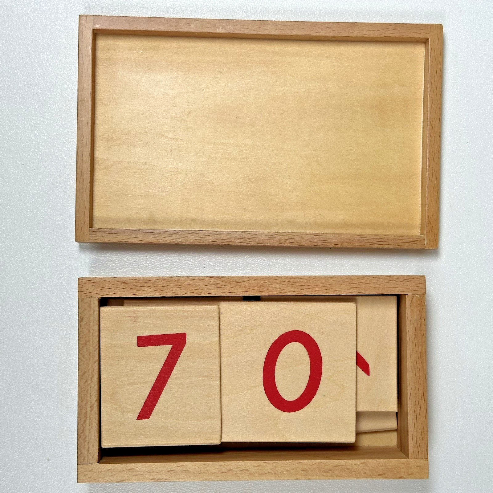 Montessori Style Math Set Wooden Number Tiles Counters Red Blue Rods