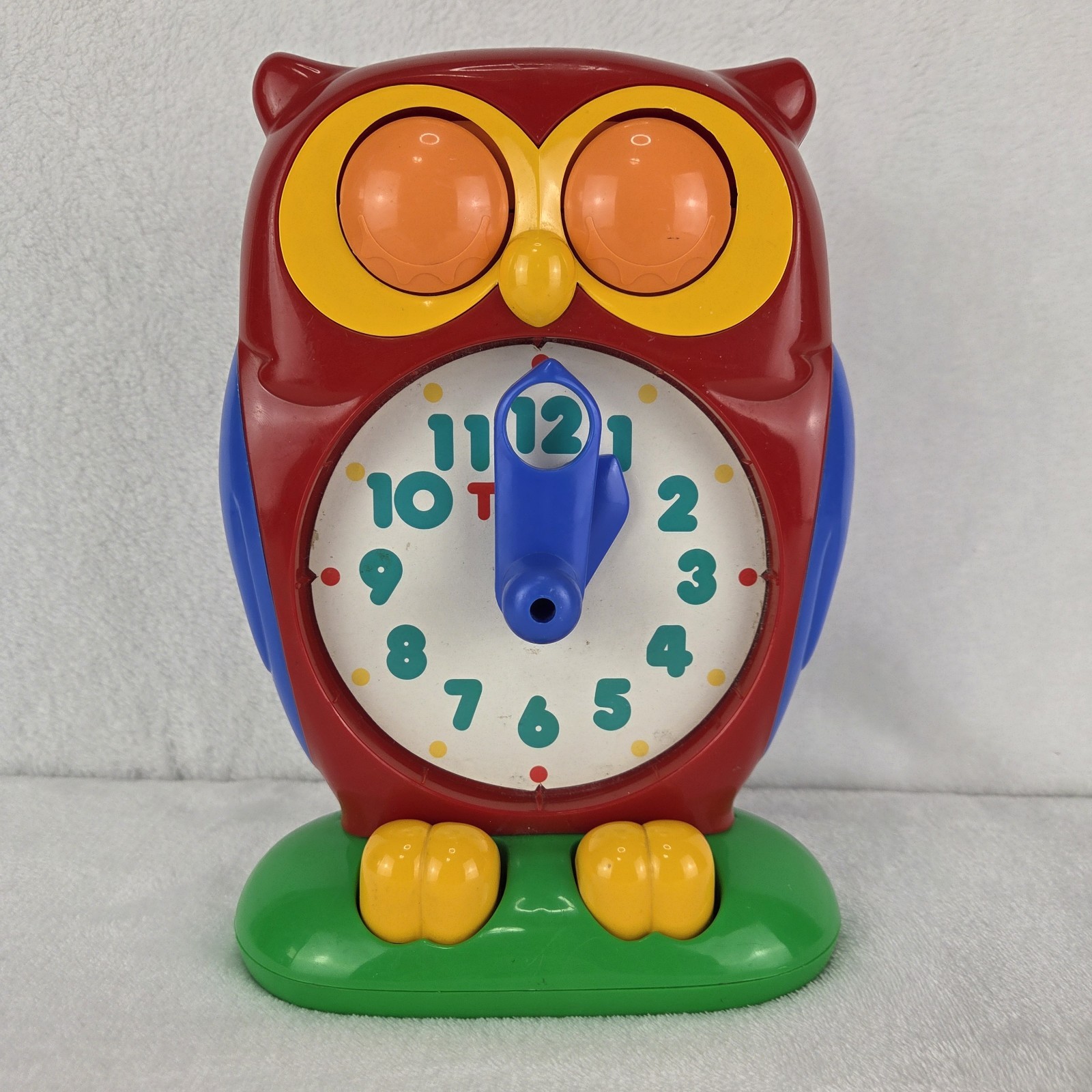 Vintage 1990 TOMY Owl Teaching Clock Toy Mechanical Working Educational