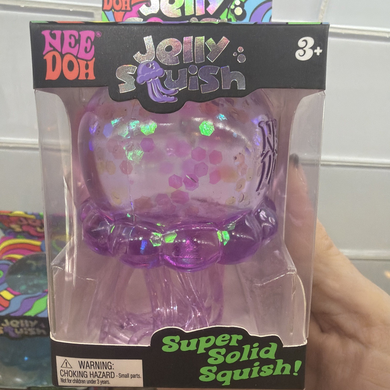 PURPLE NeeDoh JELLY SQUISH Sparkle Jellyfish Stress Toy Squishy Squeeze NEE DOH