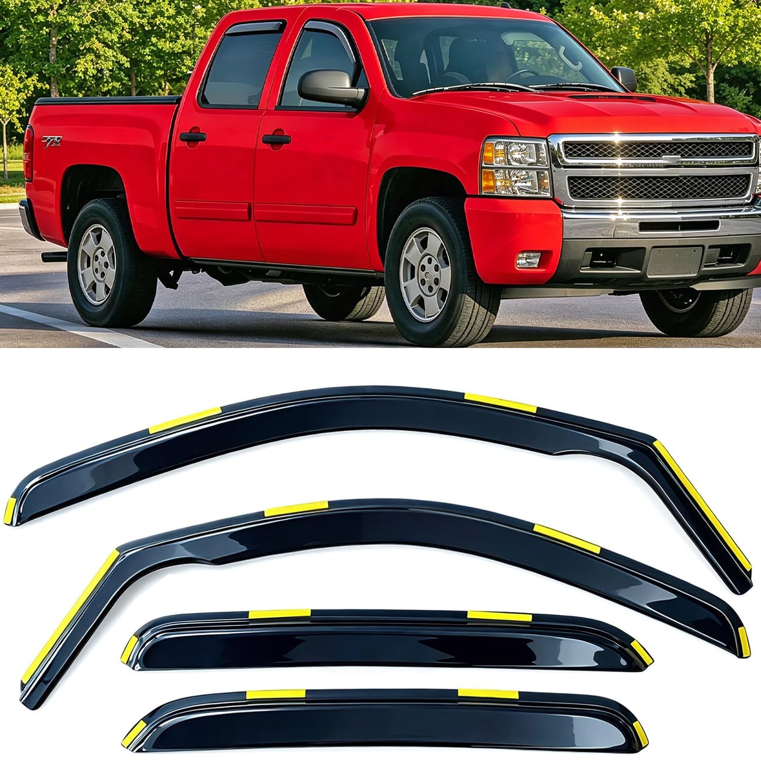 in-Channel Window Rain Guards for Trucks Chevy Silverado/GMC Sierra 1500 2500…