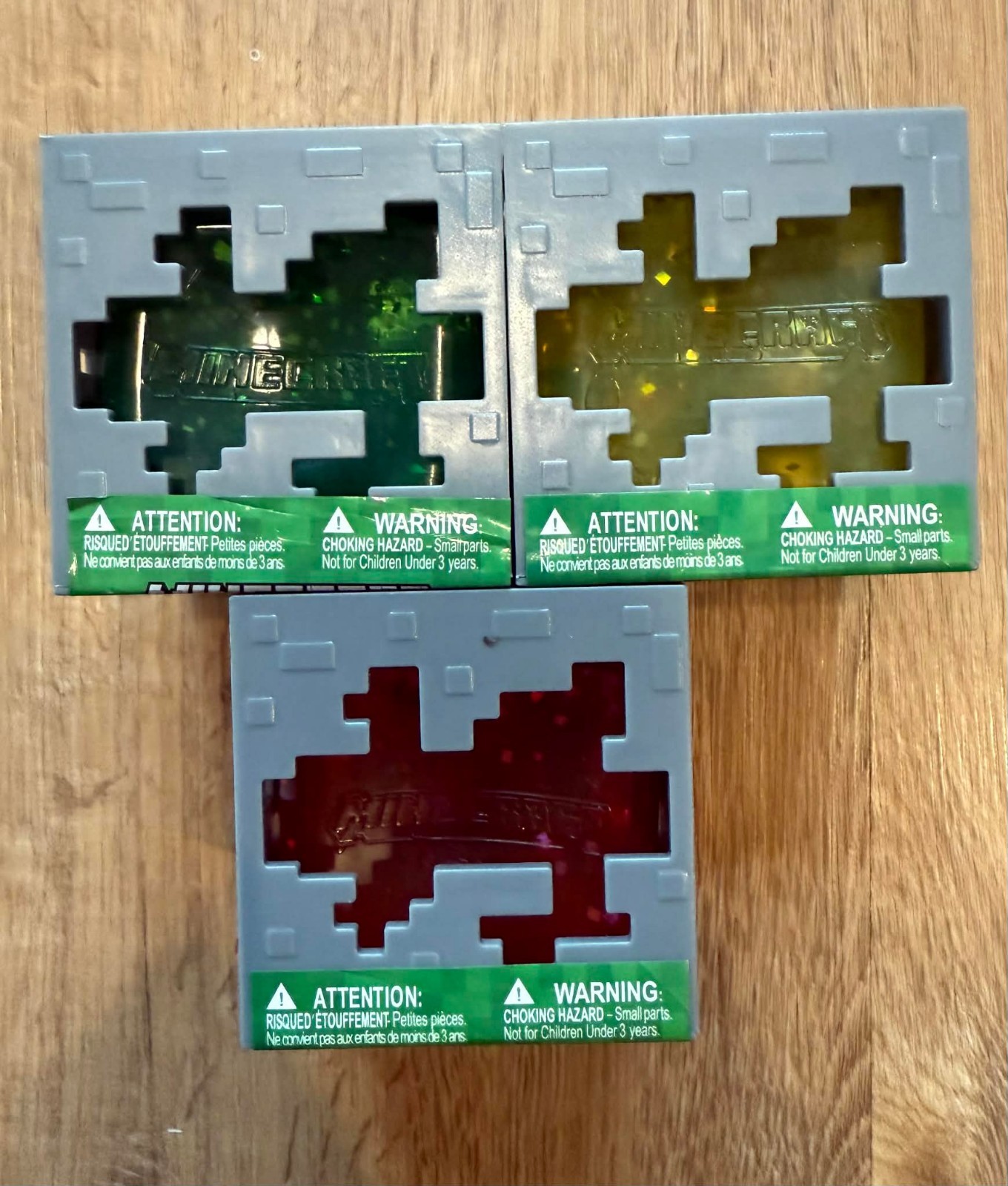MINECRAFT JELLY CUBES – Viral Squishy NEW / RARE – Set of 3 (Green/Yellow/Red)!