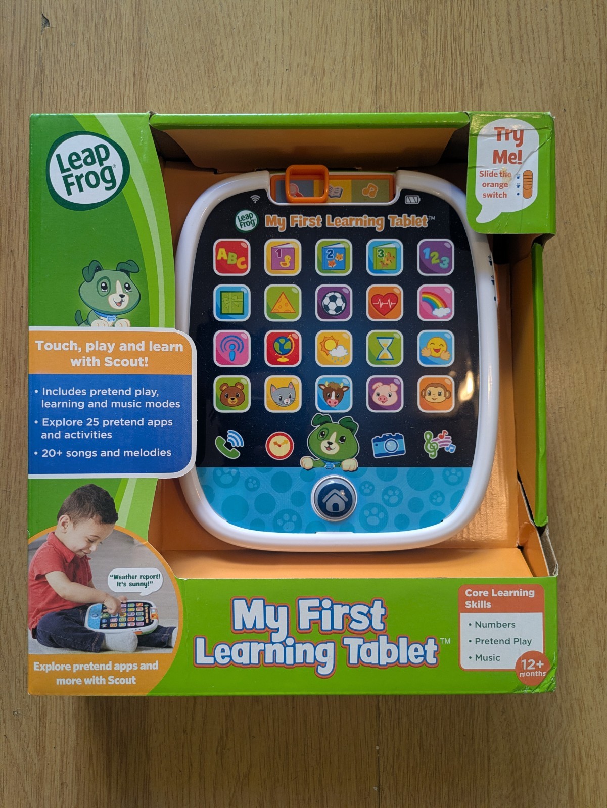 Leap Frog My First Learning Tablet Scout Ages 12M + Numbers Play Music Light Up