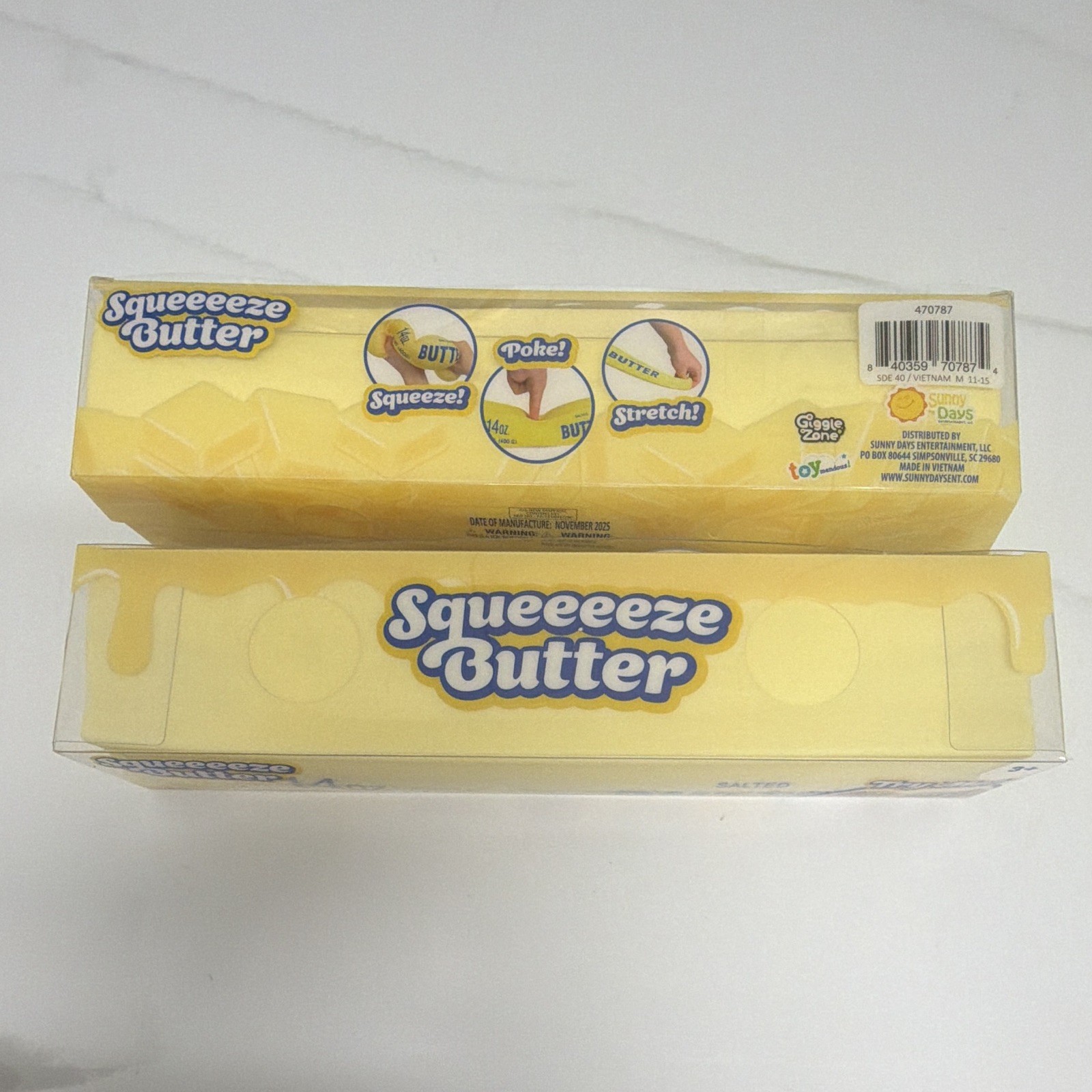 Sunny Days Butter Tactile Squeeze Toy 14oz Yellow Sensory Stress Reliever