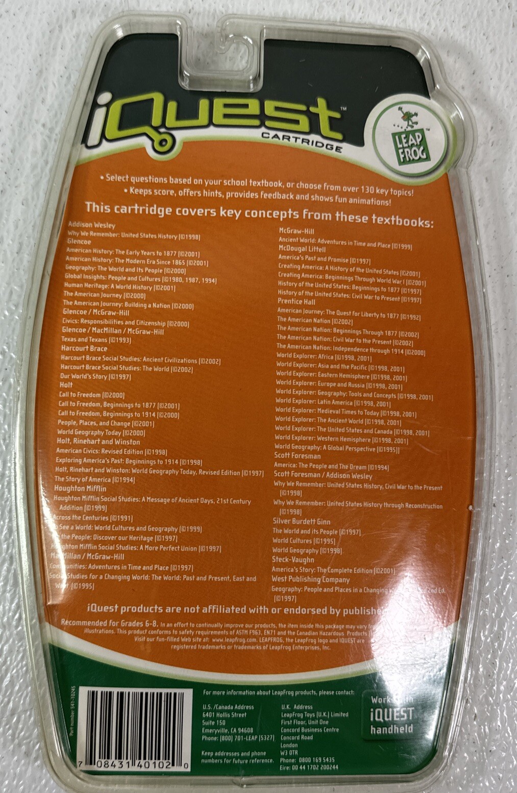 iQuest Social Studies Cartridges A & B Grades 6-8 | New Sealed