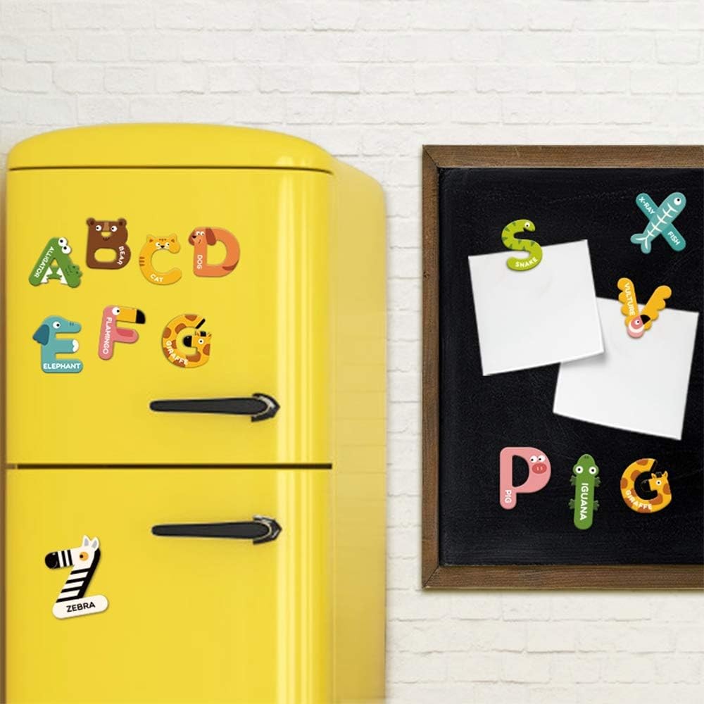 JCREN Jumbo Magnetic Letters Animals Alphabet Toys,Fridge Large, Multi Color