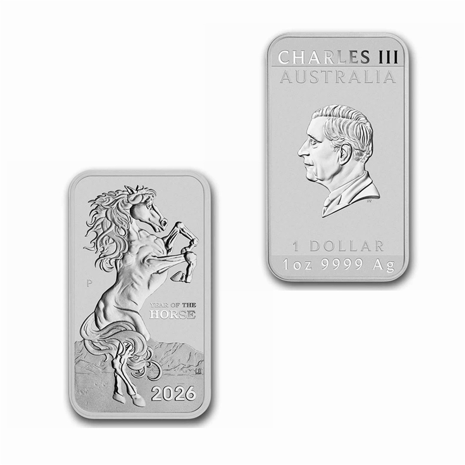 2026 Year of the HORSE RECTANGULAR 1oz .9999 $1 Silver Bullion Coin