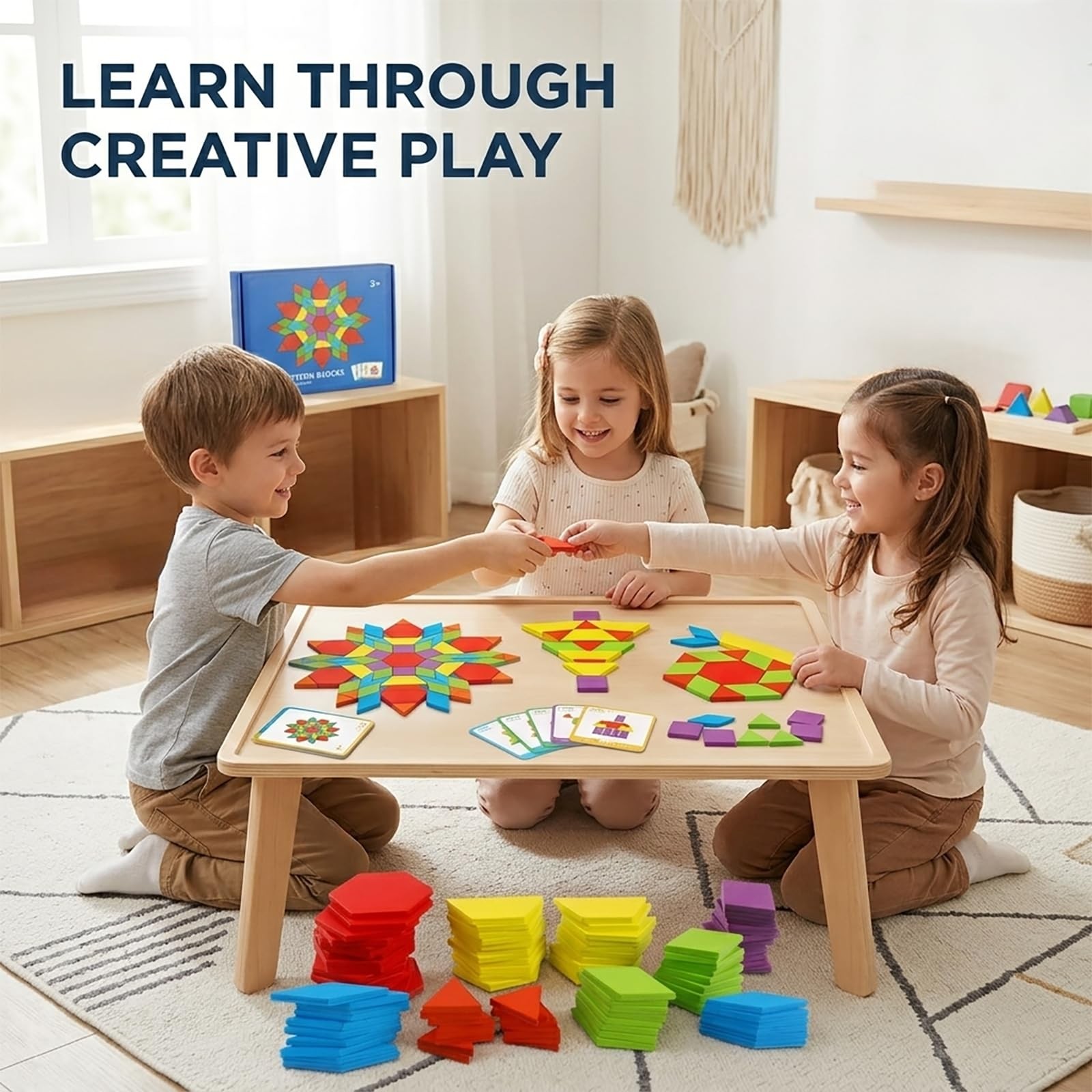 ZHUGEYG 155 Pcs Wooden Pattern Blocks Set – Geometric Shape Puzzle 1-2 inch