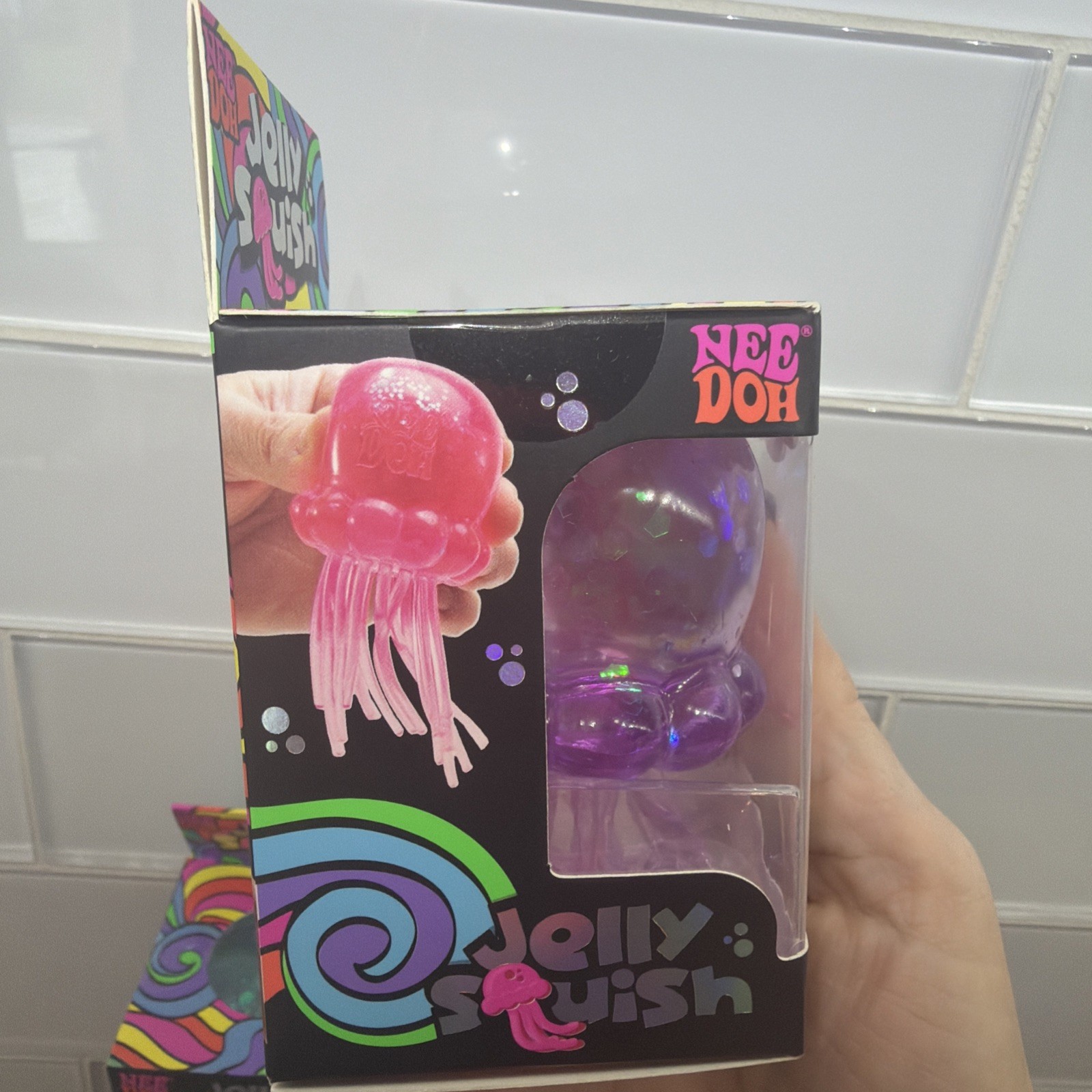 PURPLE NeeDoh JELLY SQUISH Sparkle Jellyfish Stress Toy Squishy Squeeze NEE DOH