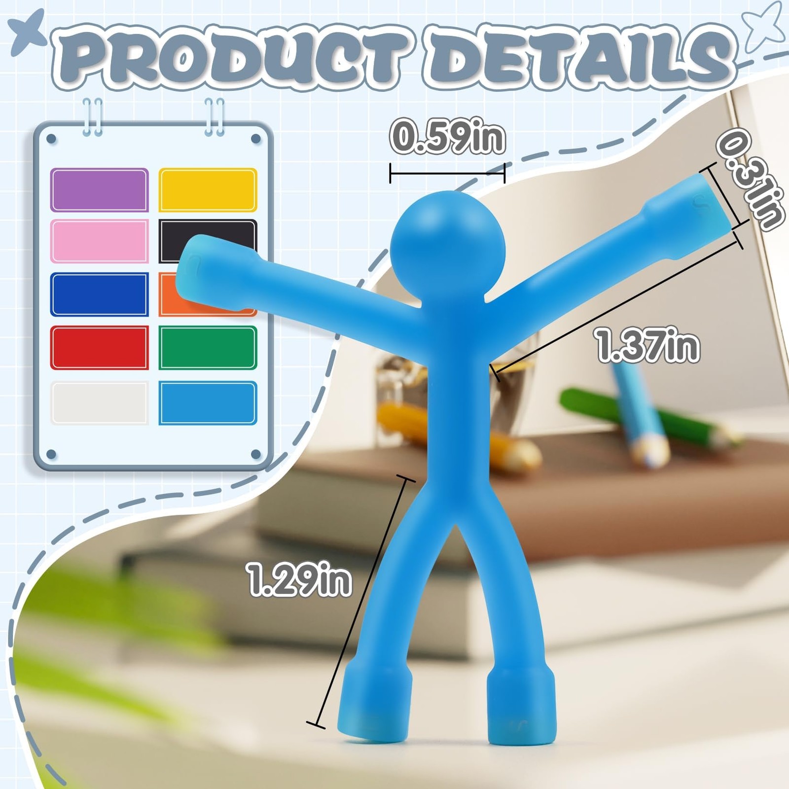 Nice Magnets 10PC Magnetic People, Push Pins, Colorful Small, Opaque