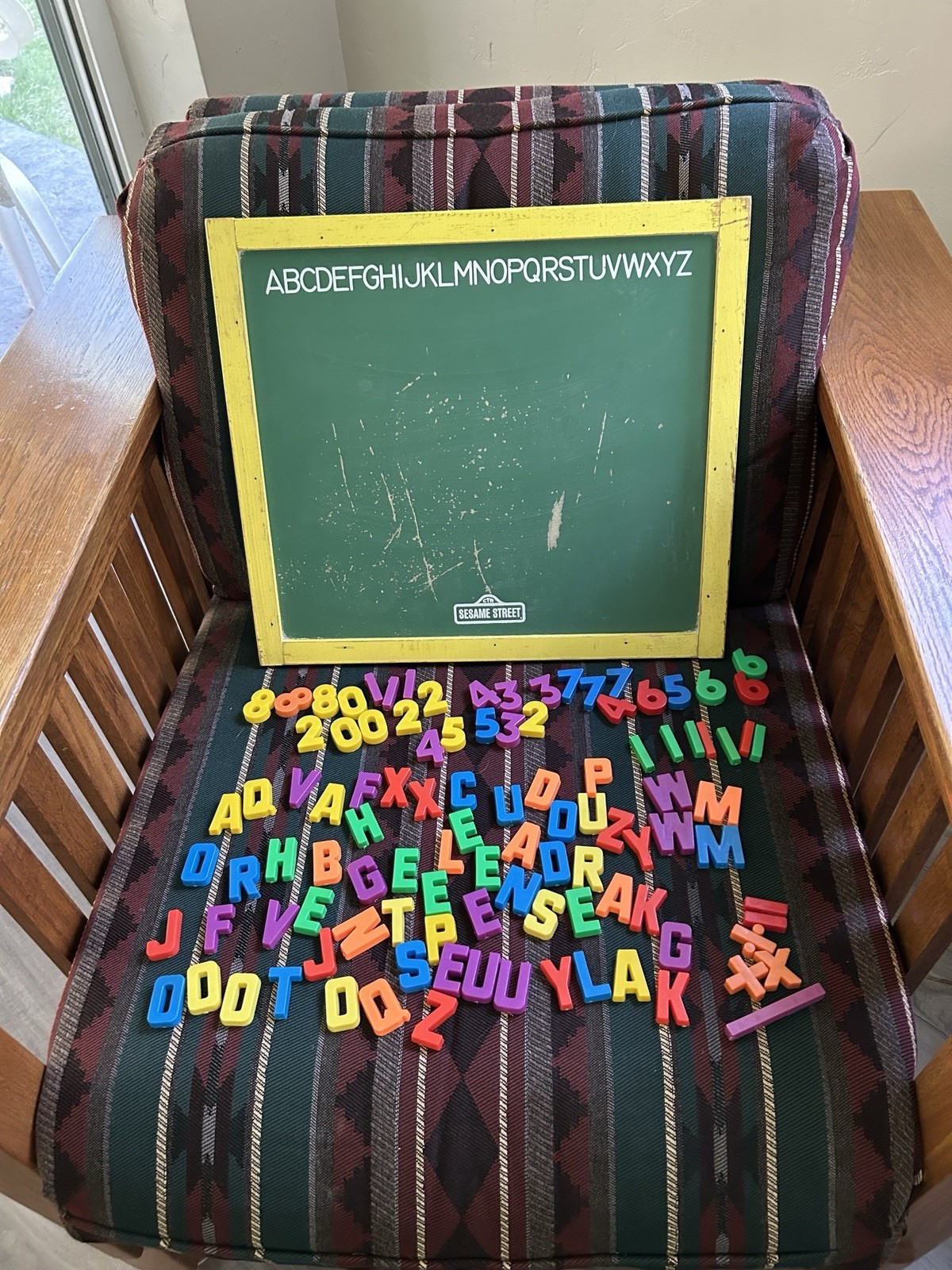 Vtg 1990 Sesame Street Magnetic Dry Erase Reversible Chalk Board 17.5×15.5