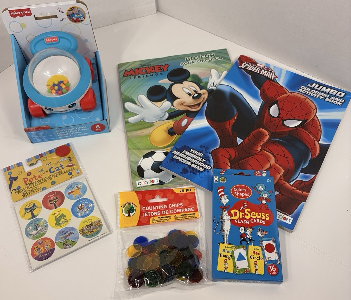 (5 items) Fisher-Price, Teaching Tree Ed. Toys Pete the Cat, Dr. Seuss, Mickey
