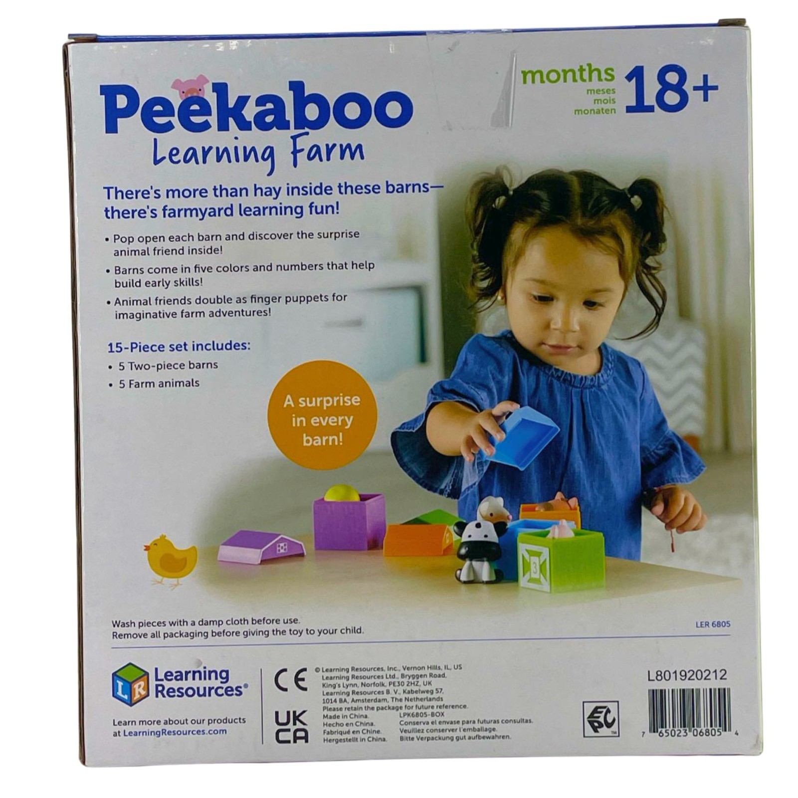 Learning Resources Peekaboo Learning Farm Counting & Color Sorting Toy 15-Piece