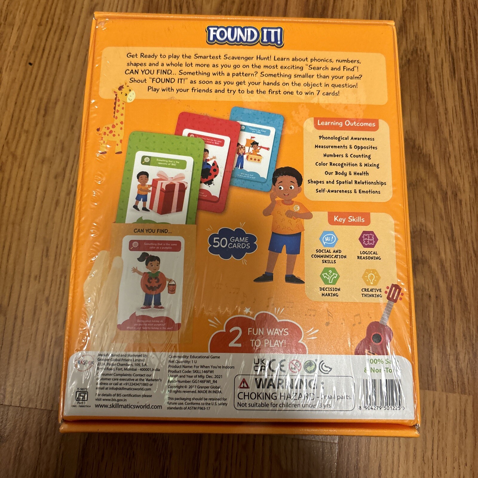 Skillmatics Card Game “Found It” Indoor Edition New in Package Sealed Ages 4-7