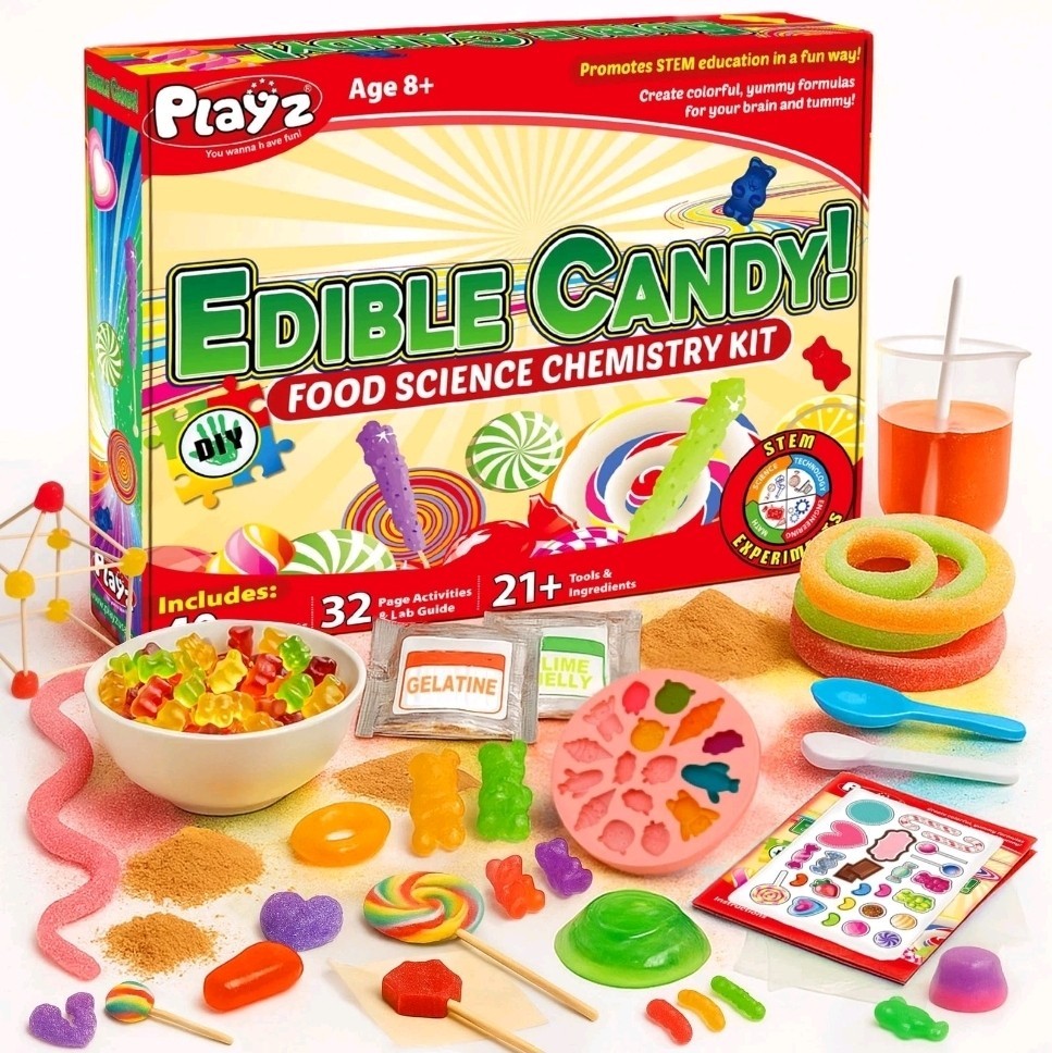Playz Edible Candy Making Science Kit for Kids Ages 8-12 Years Old – Food NEW