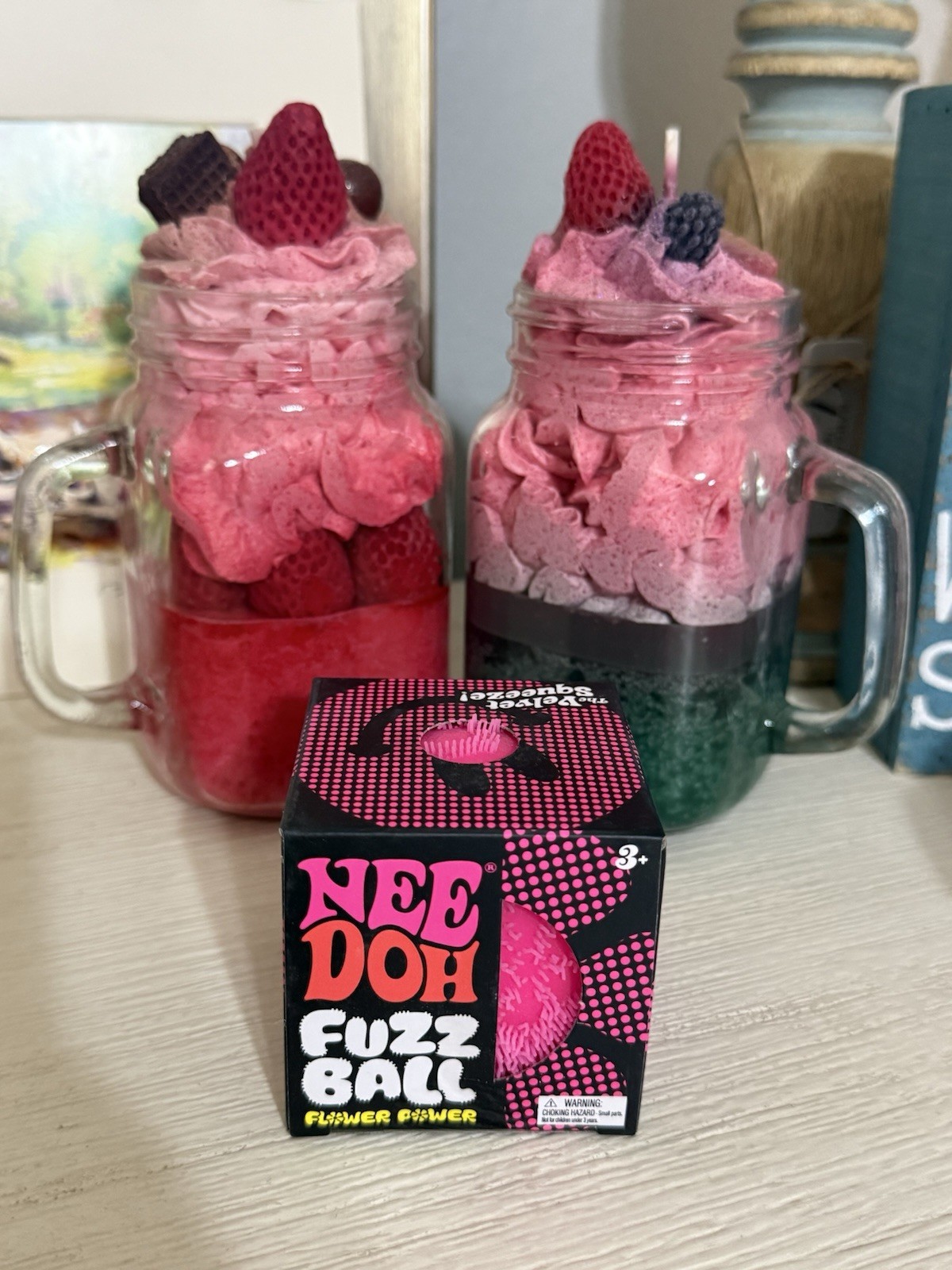 Pink Needoh FUZZ BALL Flower Power Nee Doh Squishy NEE-DOH Fuzzball AUTHENTIC US