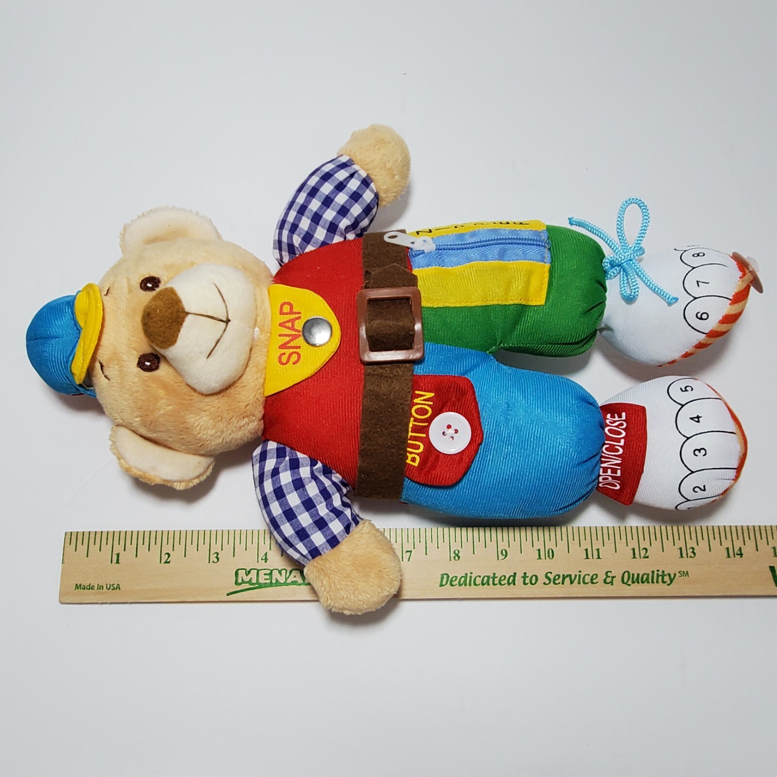 GabiToy Educational Musical Teddy Bear Plush 14” Learning Zipper Button Snap GUC