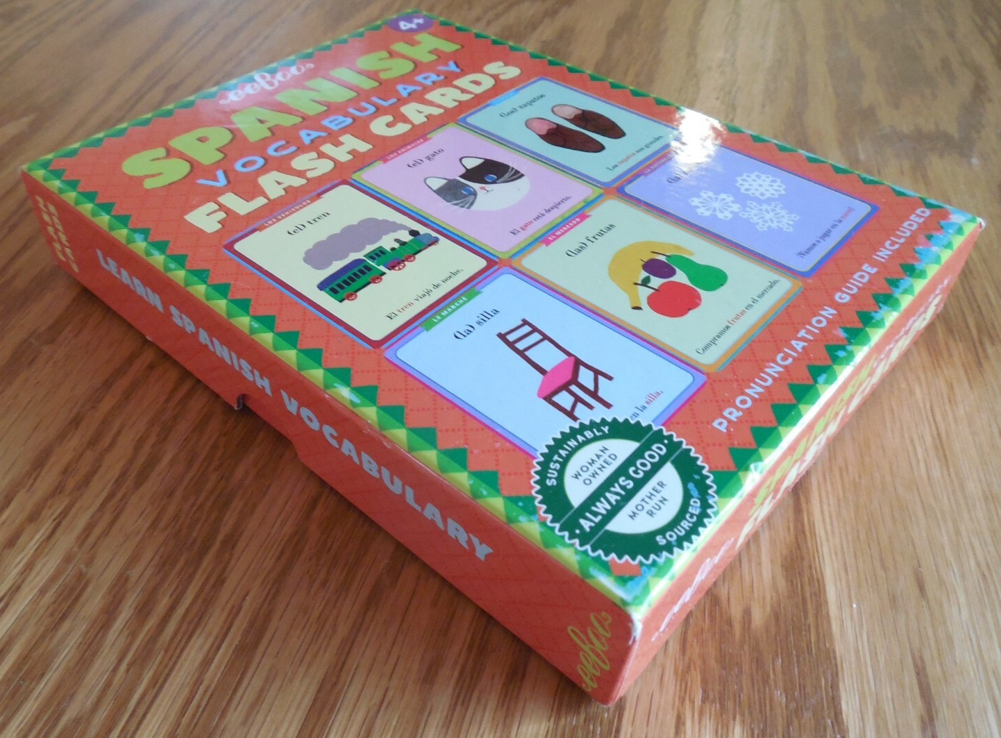 MINT 2018 eeBoo “Spanish Vocabulary Flash Cards” w Pronunciation Guide Ages 4+