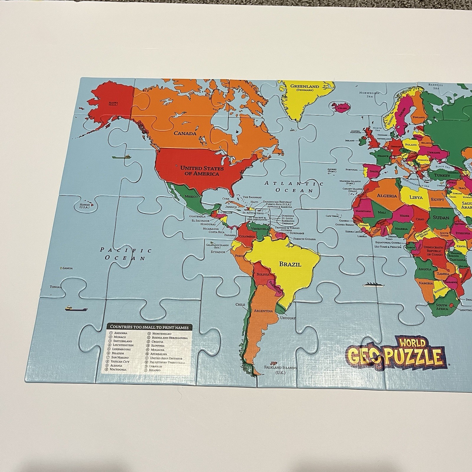 GeoPuzzle GeoToys Geography World Map Puzzle Country Shaped Pieces 68 Complete