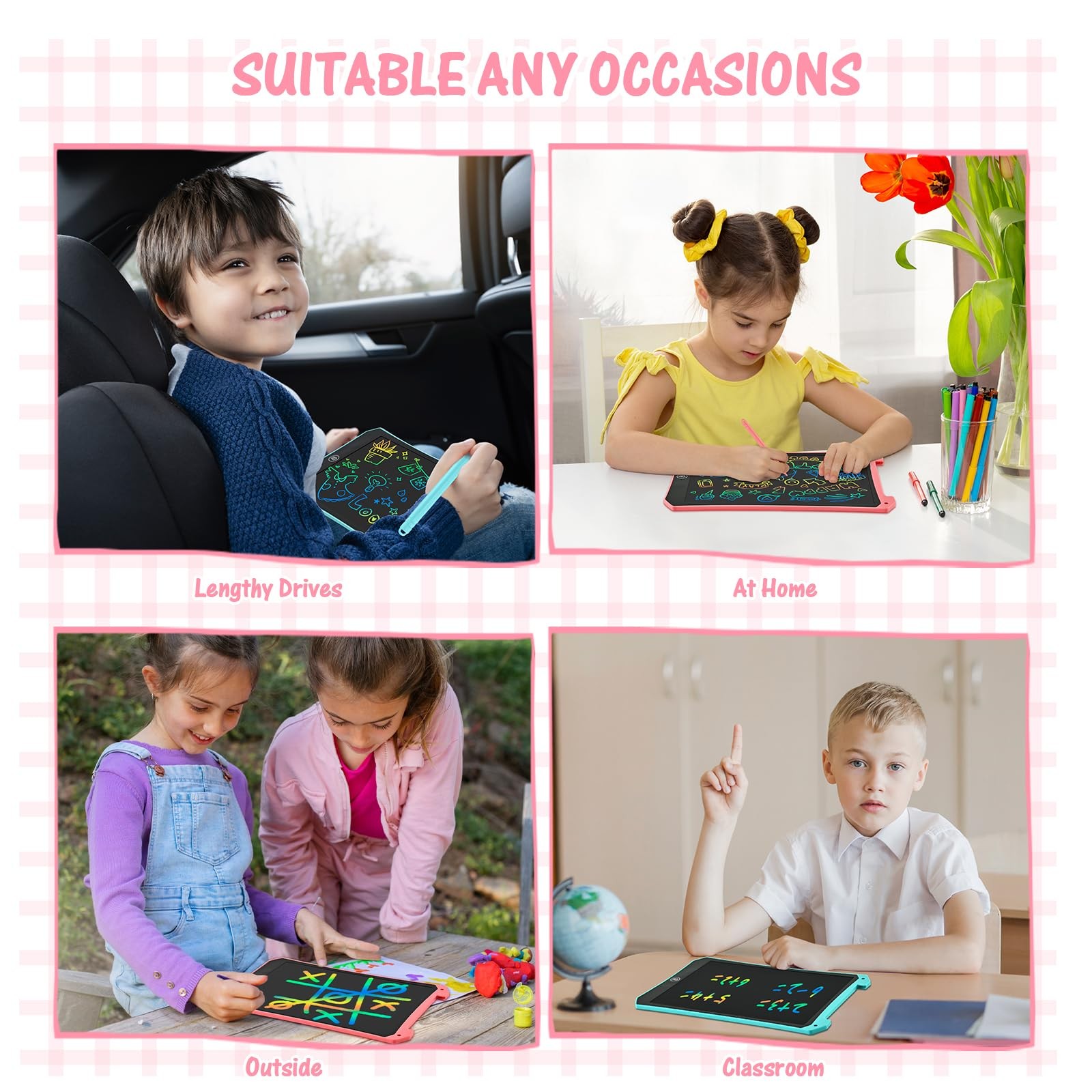 EooCoo Toddler Toys, LCD Writing Tablet for Kids 2 Pack, 8.5”Pink&Blue