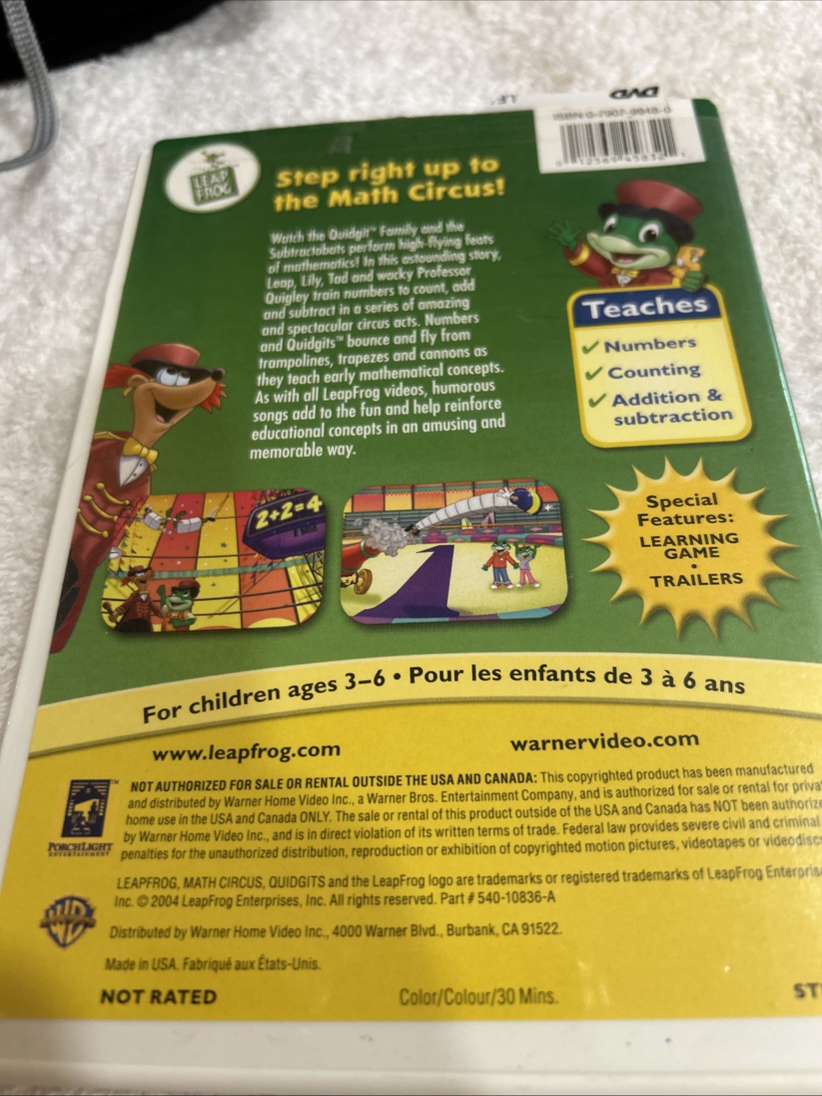 Leap Frog Math Circus VHS Video “Learn Beginning Math” Vintage 2004 Tested