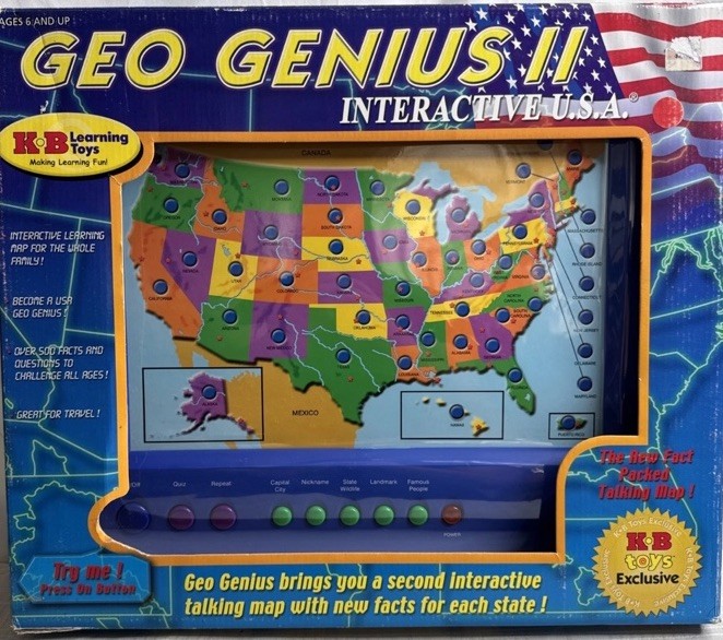 Geo Genius II Interactive USA Map Educational Kids Toy #102 VINTAGE 1998 NEW