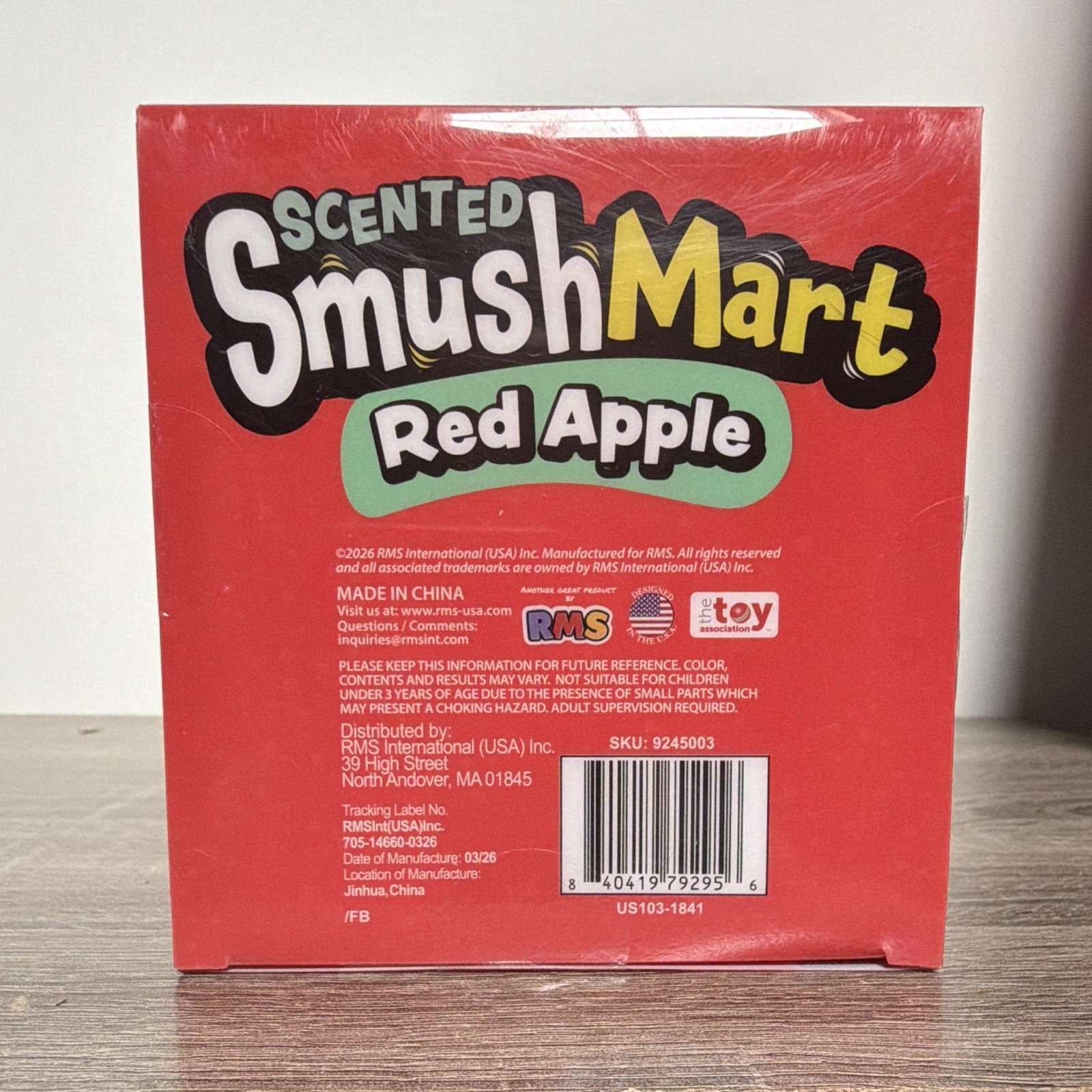 SmushMart Red Apple Scented Squishy Tactile Squeeze Toy, Red/Green, Ages 6+
